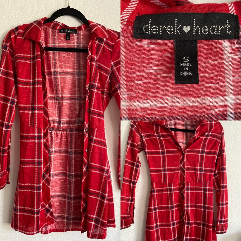 Red Plaid Top Size S